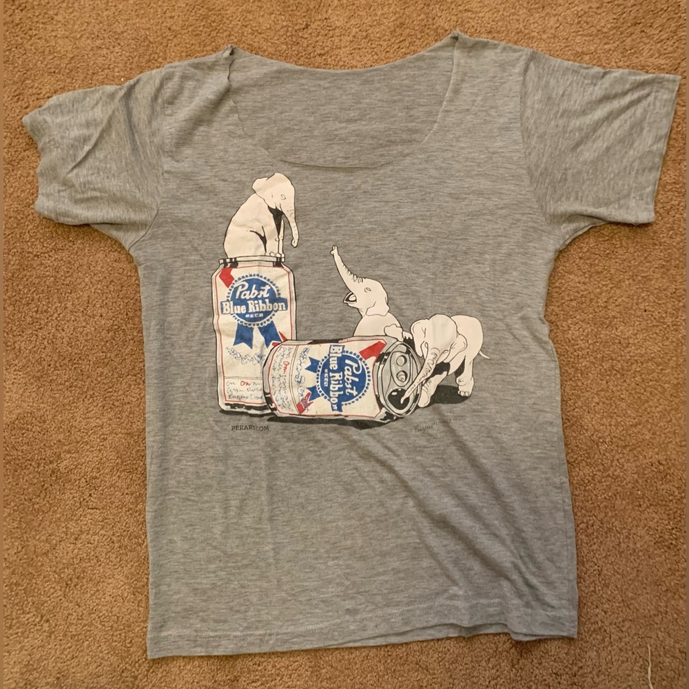 PBR drinking elephants women’s t-shirt medium